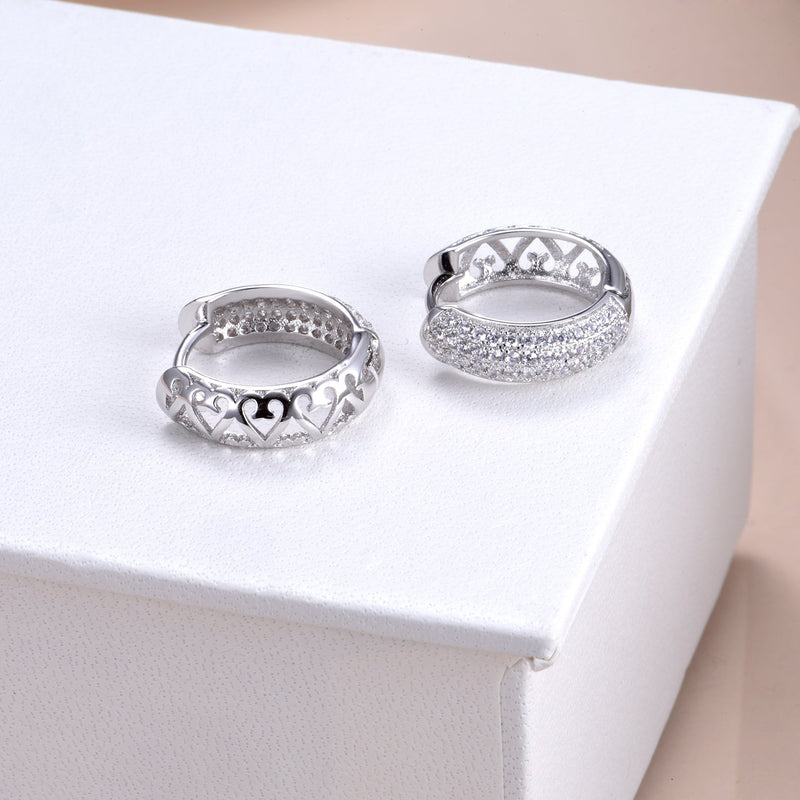 Amy and Annette 14K Gold Filigree Heart Huggie Earring with Crystal