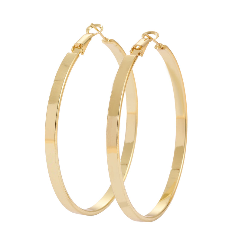Amy and Annette 14K Gold Large Hoop Earring with Omega Closure - 14K Gold Plated