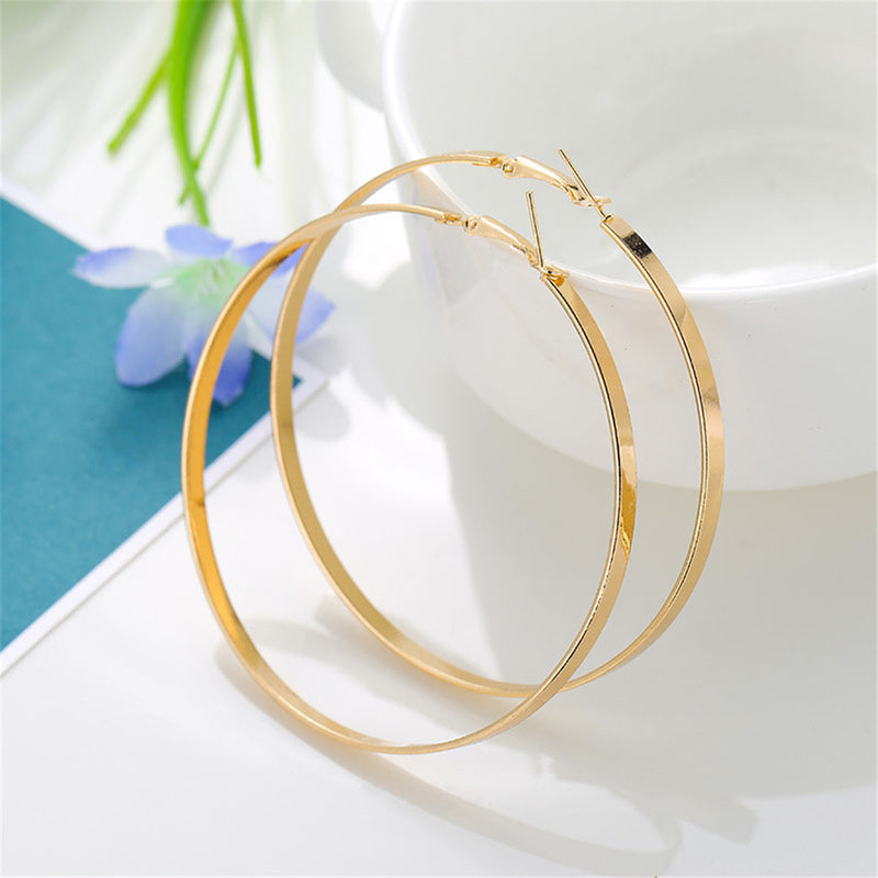Amy and Annette 14K Gold Large Hoop Earring with Omega Closure - 14K Gold Plated