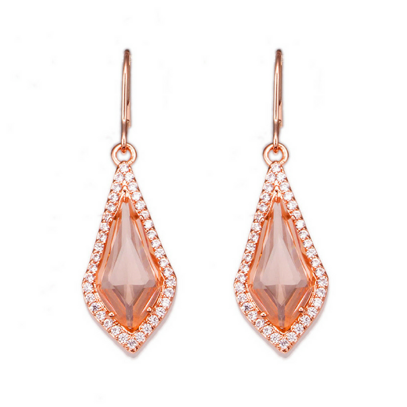 Morganite Hook Earrings in 14K Rose Gold