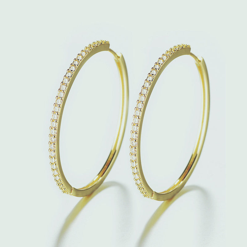 40mm Sterling Silver Hoop Earrings with Genuine Crystal