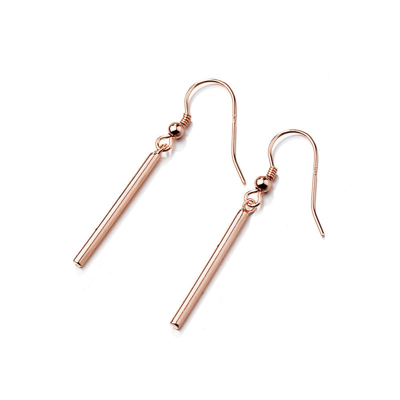 18K Rose Gold over Sterling Silver Bar Earrings