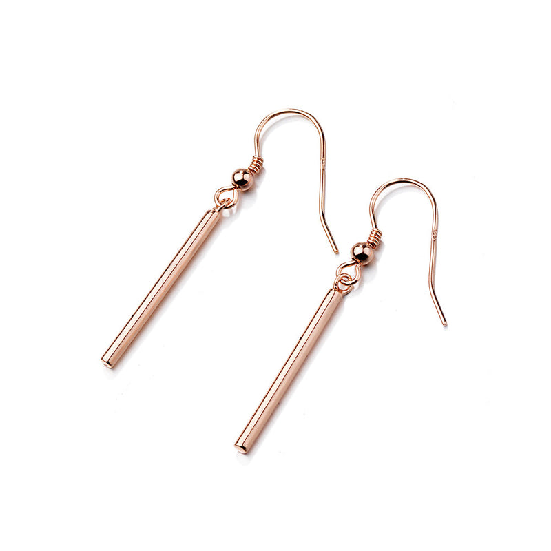18K Rose Gold over Sterling Silver Bar Earrings