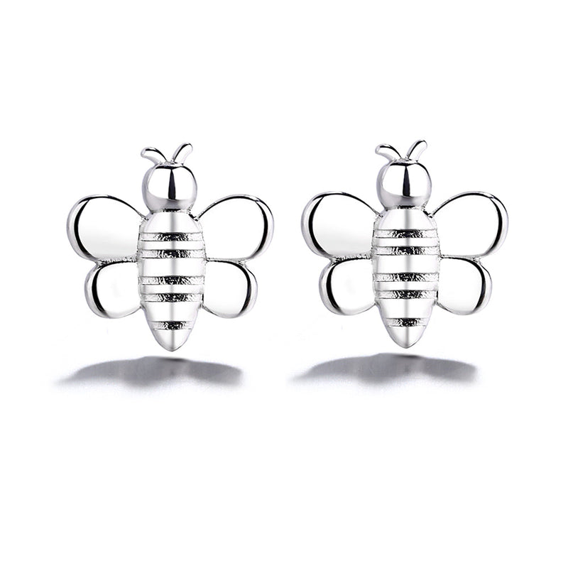 Sterling Silver and Rose Gold  Bee Stud Earrings