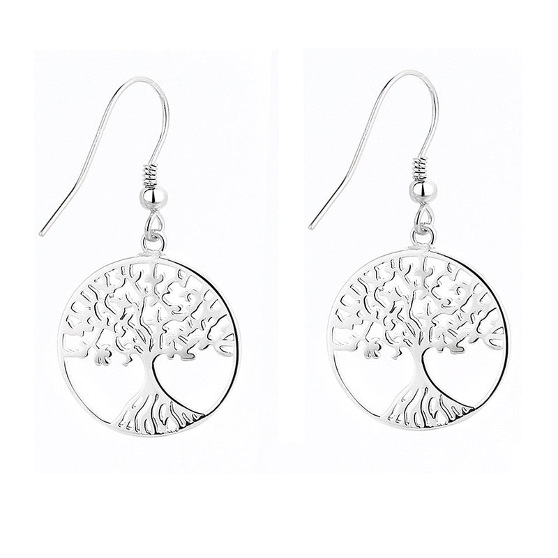 Solid Sterling Silver Tree of Life Hook Earrings