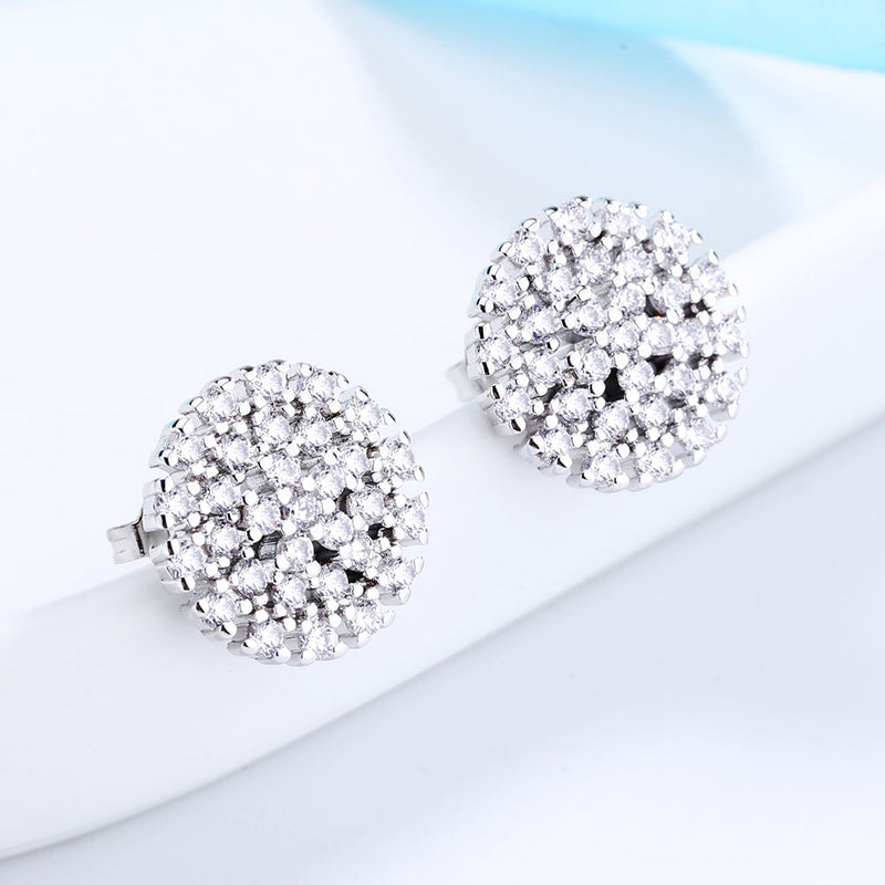 14K Gold And Sterling Silver Cluster Stud With Crystals