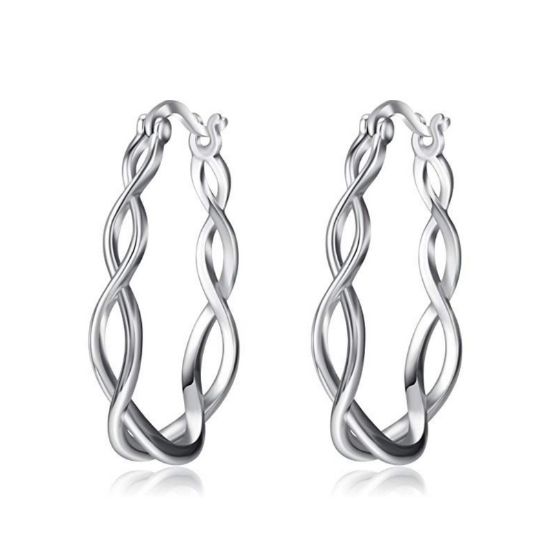 30mm Celtic Hoop Earrings in 14K White Gold Plating