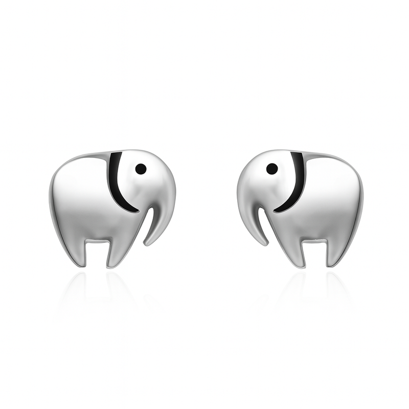 Sterling Silver Elephant Stud Earrings