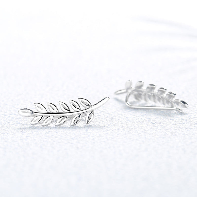 Sterling Silver High Polish Leaf Crawlers