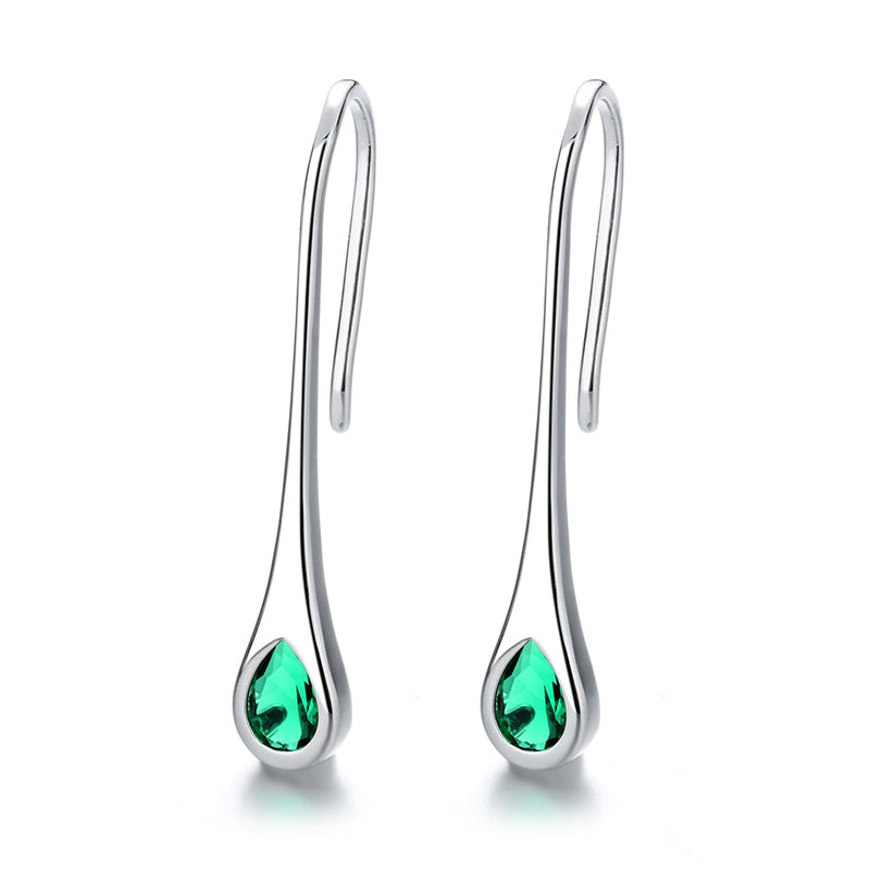 Amy and Annette Gemstone Sterling Silver Pull-through Minimalist Drop Earrings
