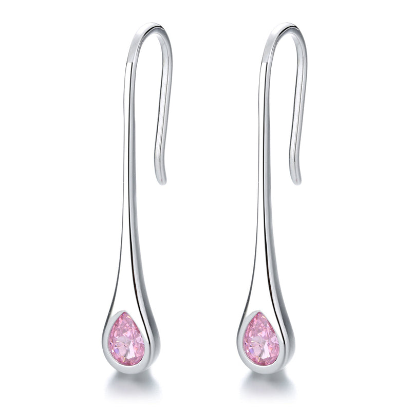 Amy and Annette Gemstone Sterling Silver Pull-through Minimalist Drop Earrings