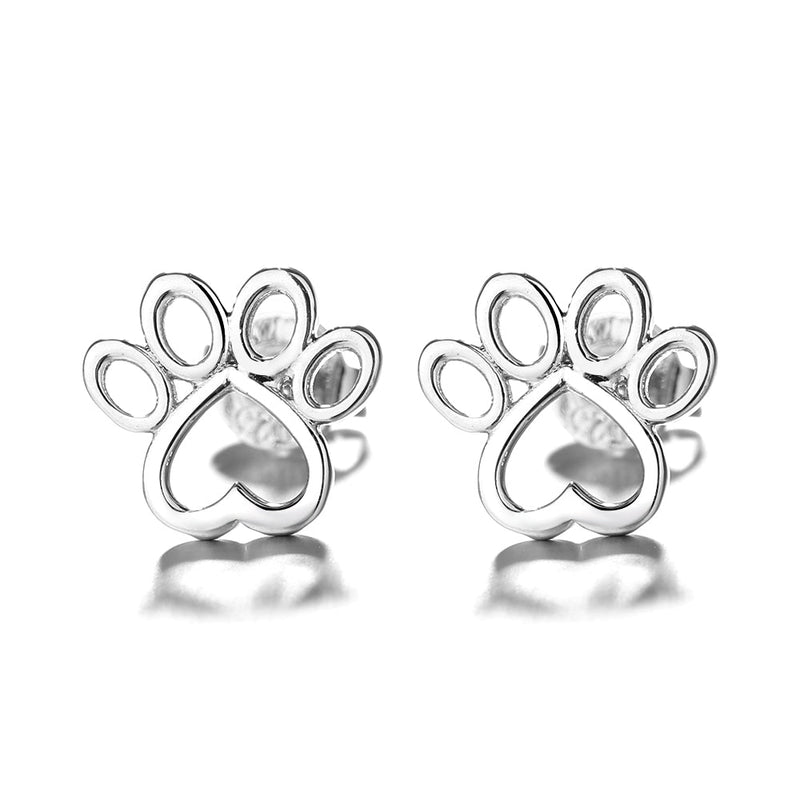 Sterling Silver Paw Stud Earrings