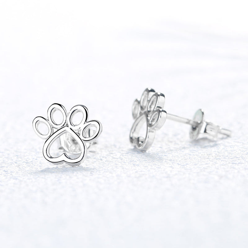 Sterling Silver Paw Stud Earrings