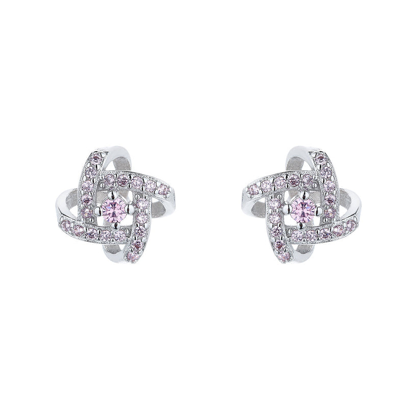 Sterling Silver Love Knot Stud Earrings with crystals from Swarovski