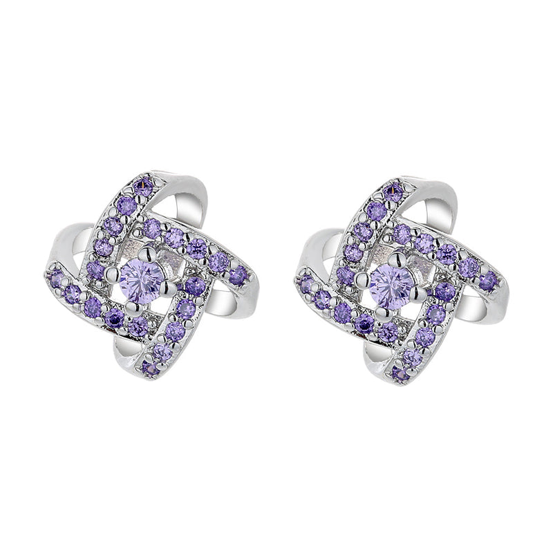 Sterling Silver Love Knot Stud Earrings with crystals from Swarovski