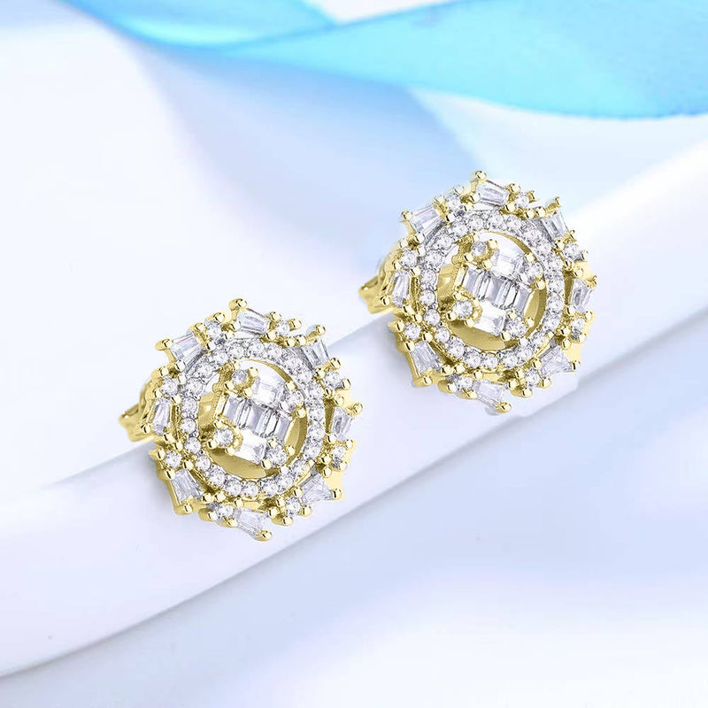 14K Gold and Sterling Silver Shooting Star Stud Earrings with Swarovski Crystals