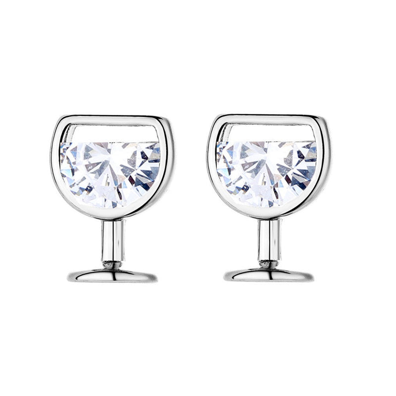 14K Rose Gold and Sterling Silver Wine Glasses Earrings with crystals from Swarovski
