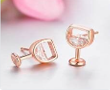 14K Rose Gold and Sterling Silver Wine Glasses Earrings with crystals from Swarovski