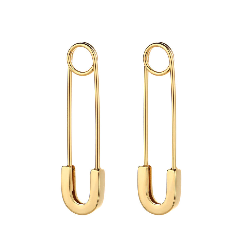 14K Gold over Sterling Silver Safety Pin Earrings