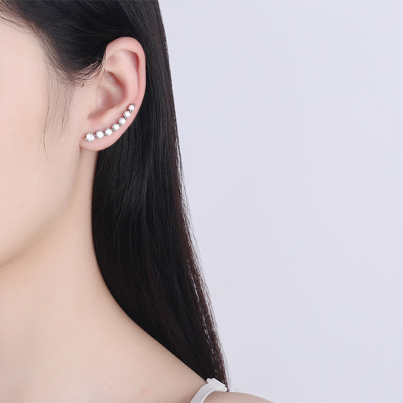 14K White Gold Crystal Ear Climber