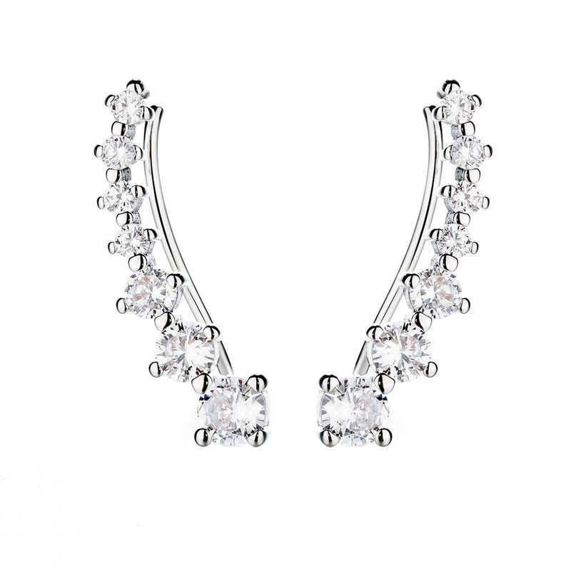14K White Gold Crystal Ear Climber