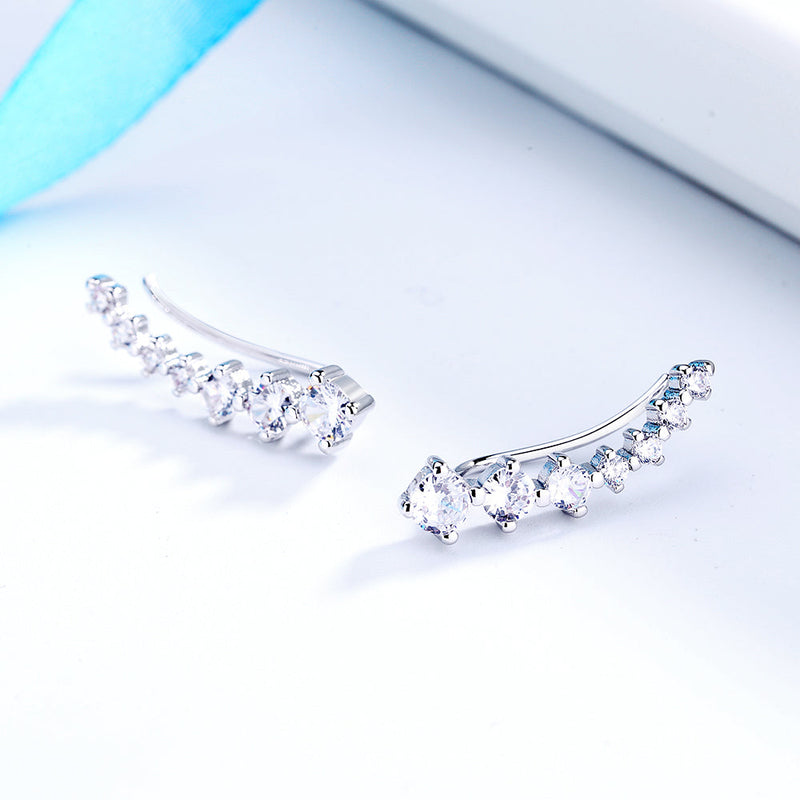 14K White Gold Crystal Ear Climber