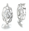 14K Rose or Sterling Silver Caged Rose Stud Earrings with Floating Crystals