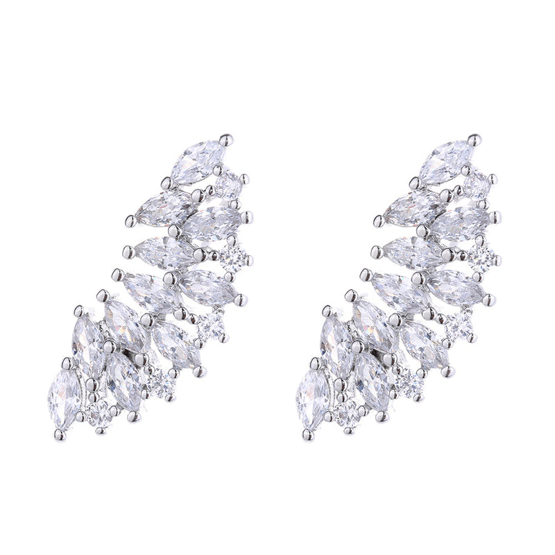 Sterling Silver Fan Earring Climber with Crystals