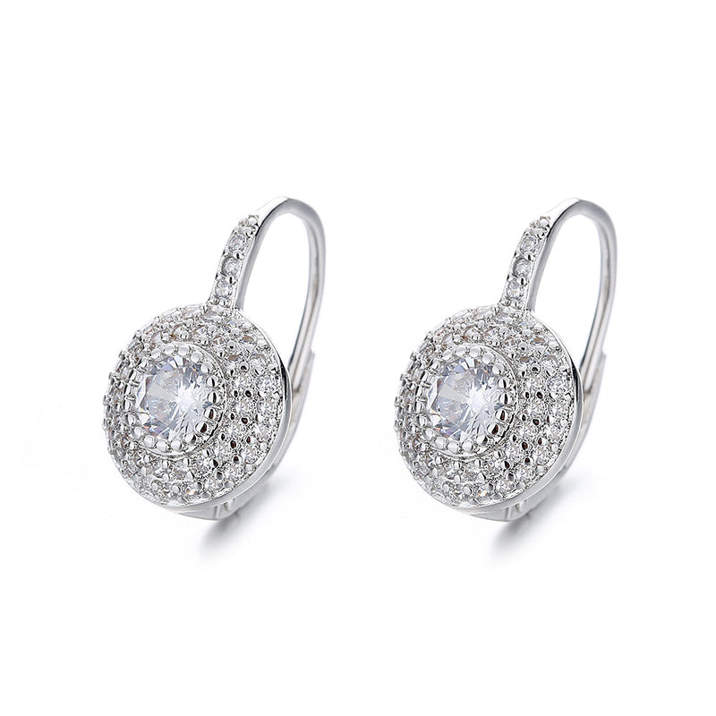 18K White Gold Lever-back Earrings with crystals