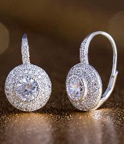 18K White Gold Lever-back Earrings with crystals