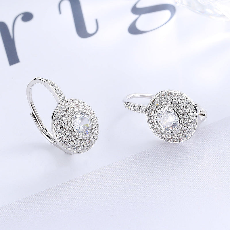18K White Gold Lever-back Earrings with crystals