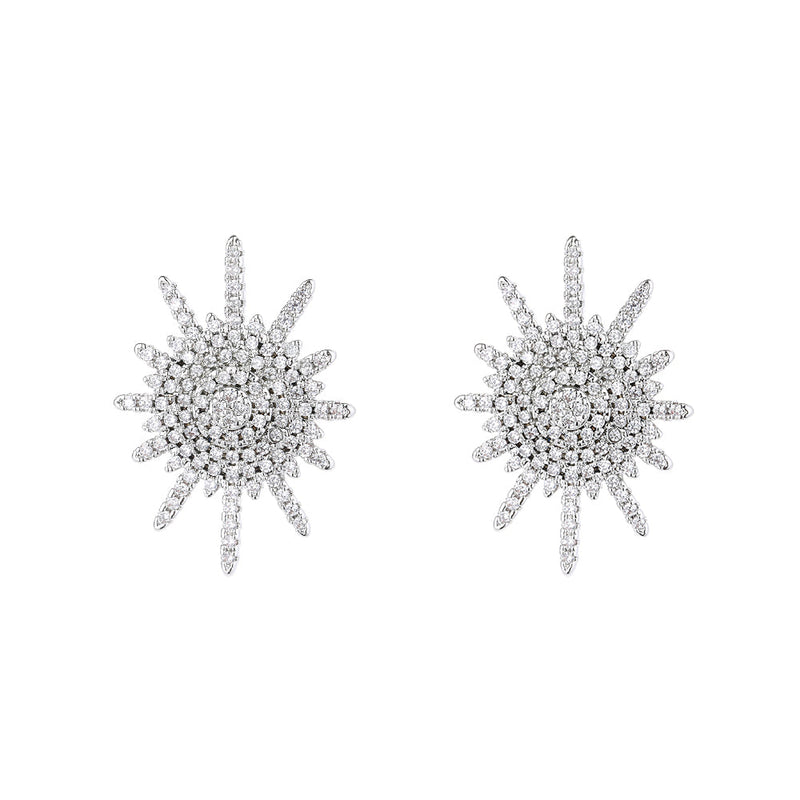 Sterling Silver Crystal Cluster Stud Earrings