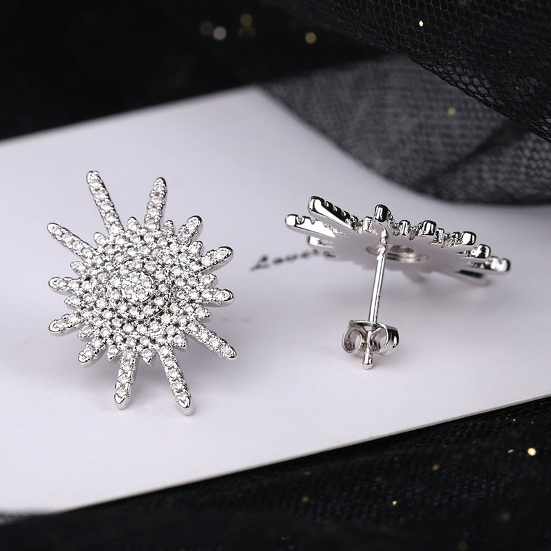 Sterling Silver Crystal Cluster Stud Earrings