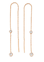 Sterling Silver Drop Pull Through Drop Earrings with Crystal