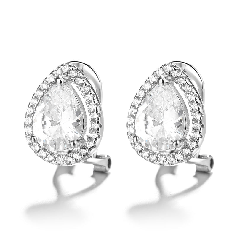 Sterling Silver Halo Teardrop Earrings with Crystals