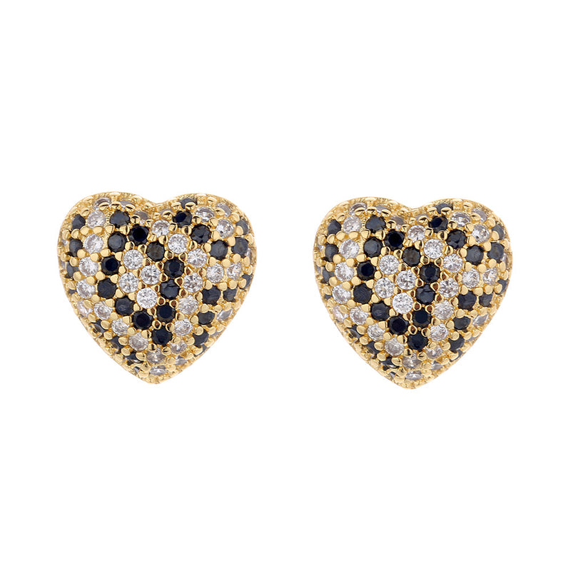 14K Gold Leopard Heart with Crystals