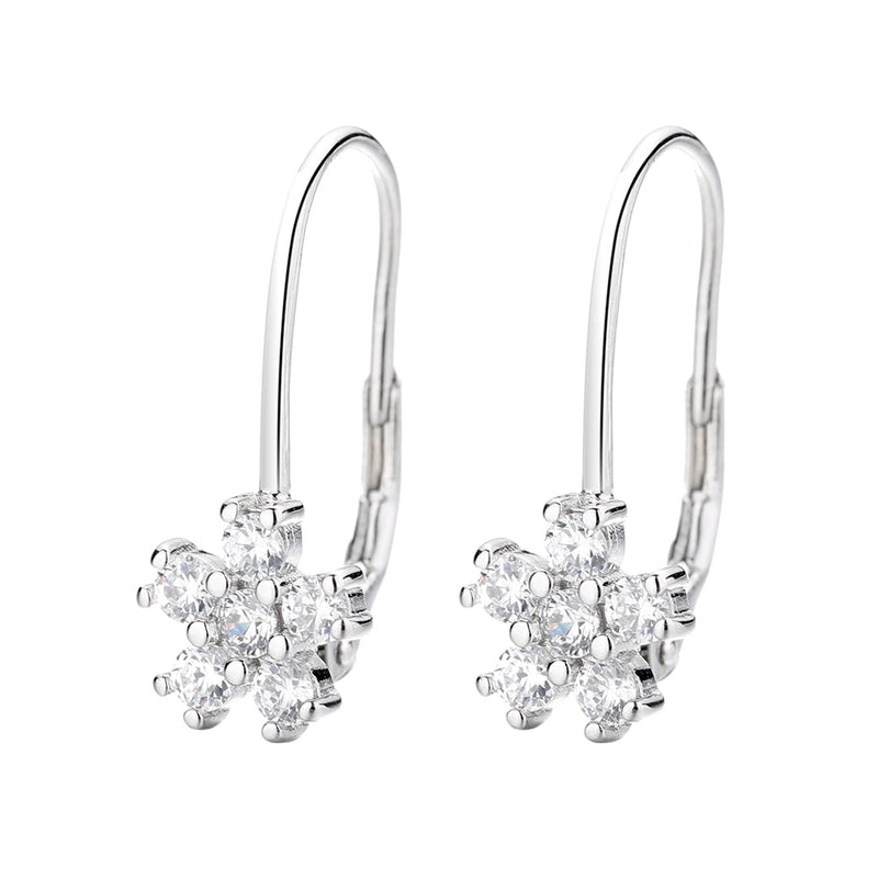 Amy and Annette Lever Back Earrings with Crystals in 18K Gold