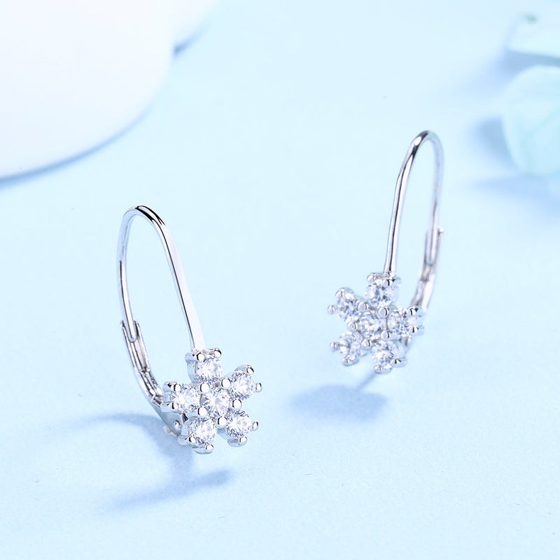 Amy and Annette Lever Back Earrings with Crystals in 18K Gold