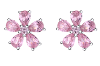 Sterling Silver Antique Pink Crystal Flower Studs