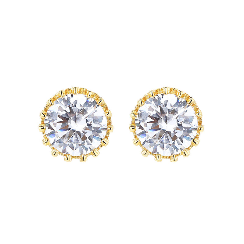 Amy and Annette 14K Gold Crown Earrings with crystals