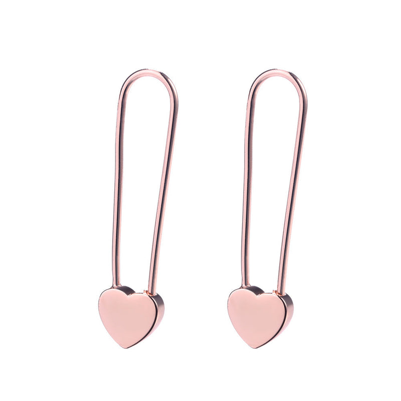 14k Rose Gold or Sterling Silver Heart Paper Clip earring