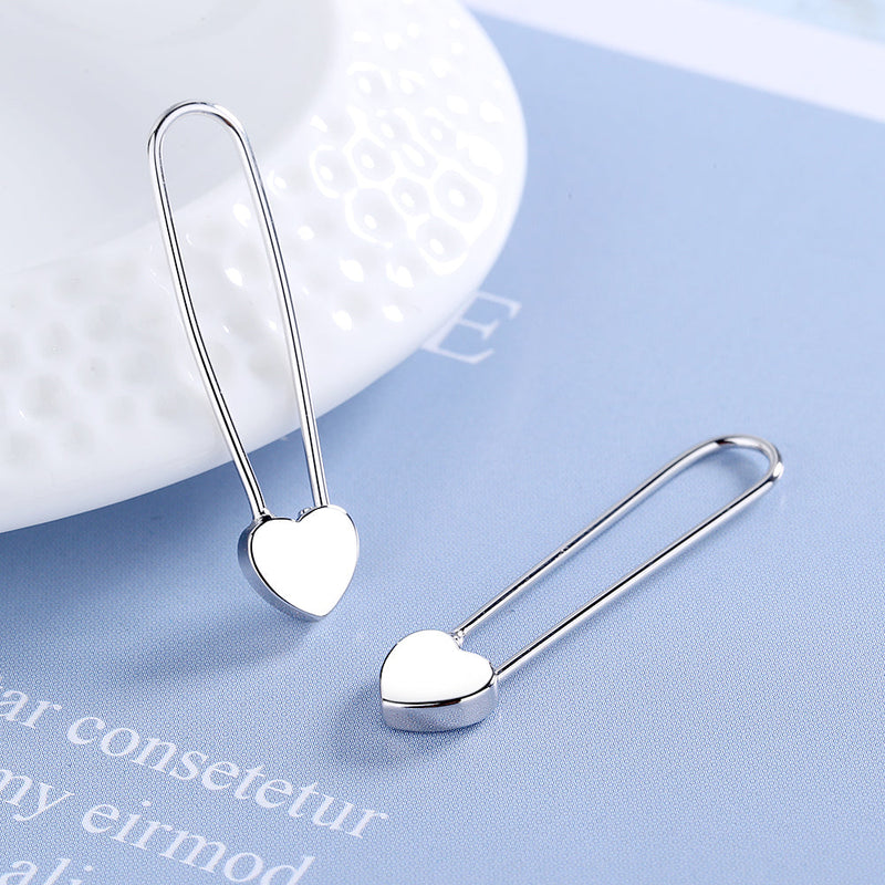 14k Rose Gold or Sterling Silver Heart Paper Clip earring