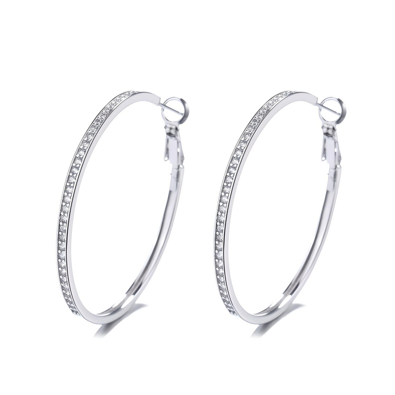 14K Gold and White Gold Large Hoop Earrings with crystals from Swarovski