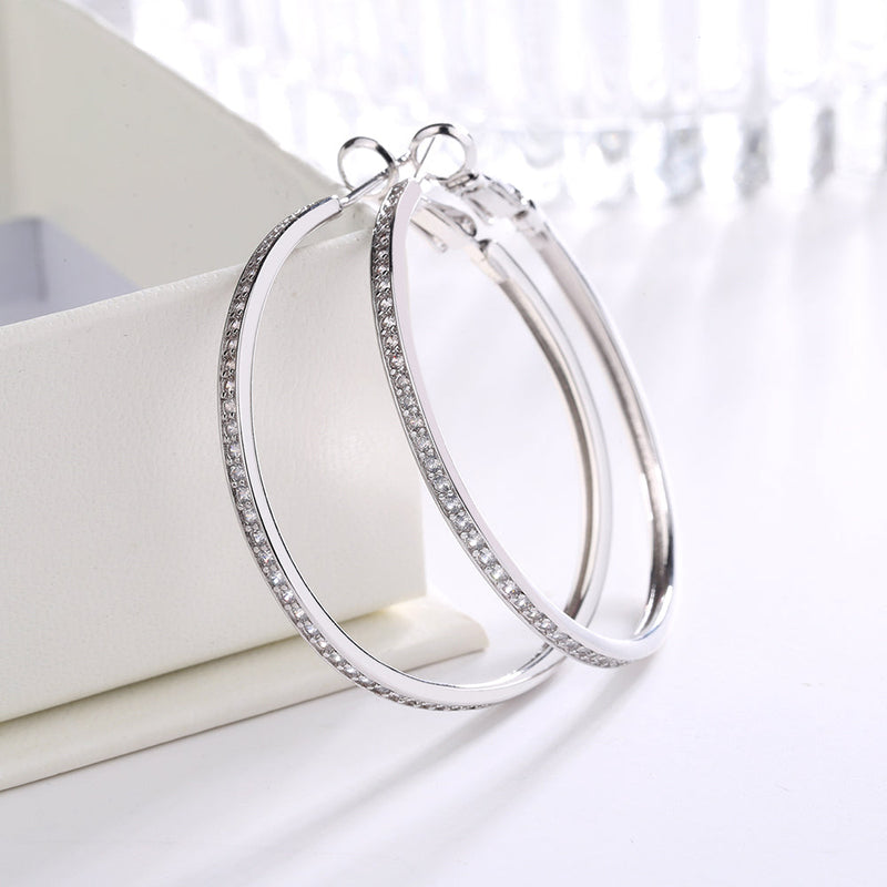 14K Gold and White Gold Large Hoop Earrings with crystals from Swarovski
