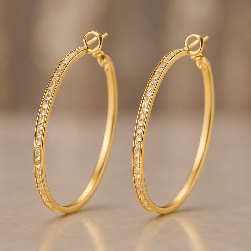 14K Gold and White Gold Large Hoop Earrings with crystals from Swarovski