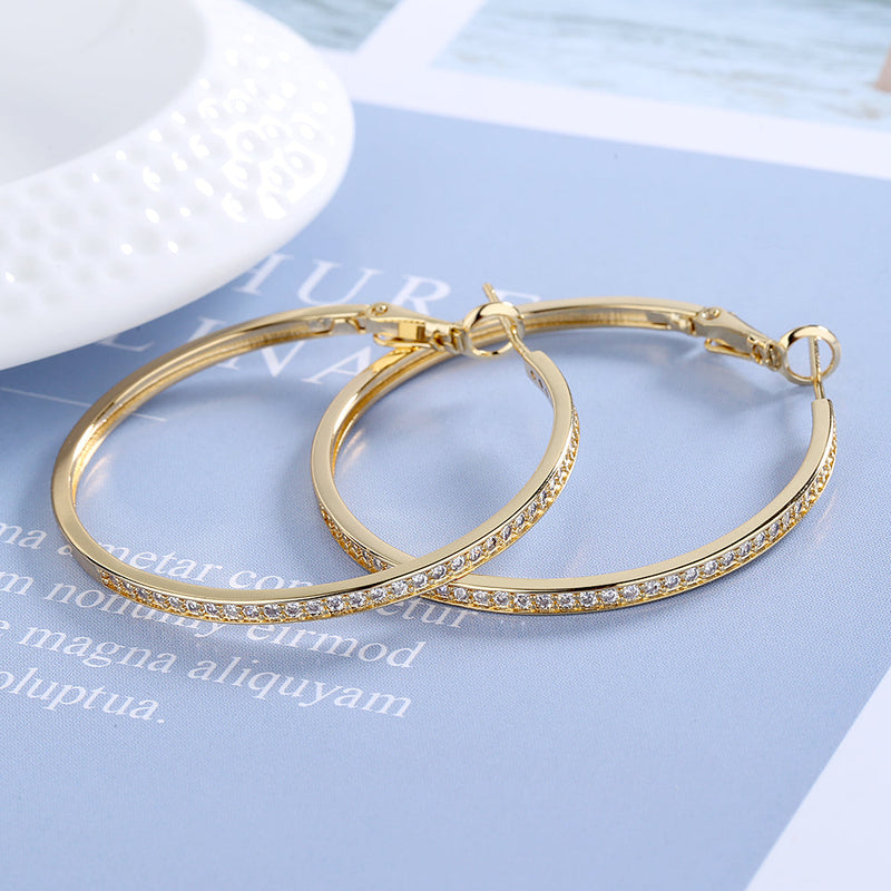 14K Gold and White Gold Large Hoop Earrings with crystals from Swarovski