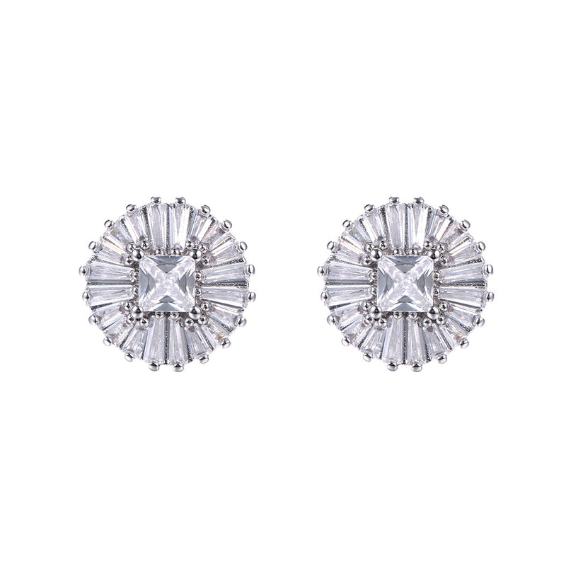 Swarovski Crystal Halo Earrings in Sterling Silver