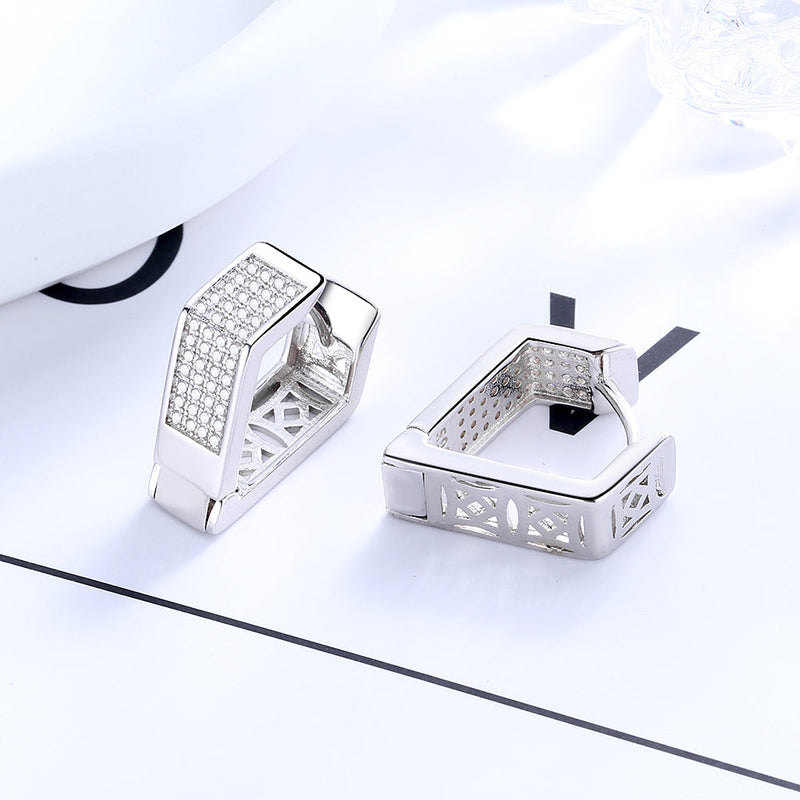 Sterling Silver and Geometric Filigree Hoop Earring