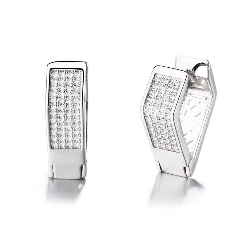 Sterling Silver and Geometric Filigree Hoop Earring