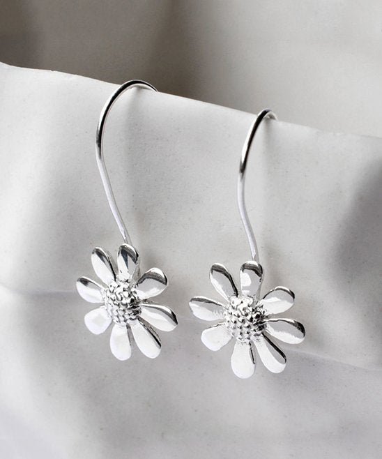 Sterling Silver Sunflower Hook Earrings